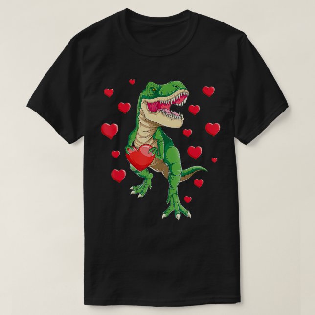 Valentines day Dinosaur Gift Kärlek Heart Tre Gift T Shirt (Design framsida)