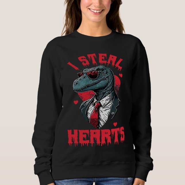 Valentine's Day Dinosaur I Steal Hearts Boys Men L T Shirt (Framsida)