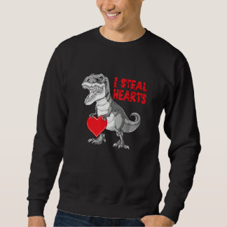 Valentines Day Dinosaur I Steal Hearts Boys Men Lo Lång Ärmad Tröja