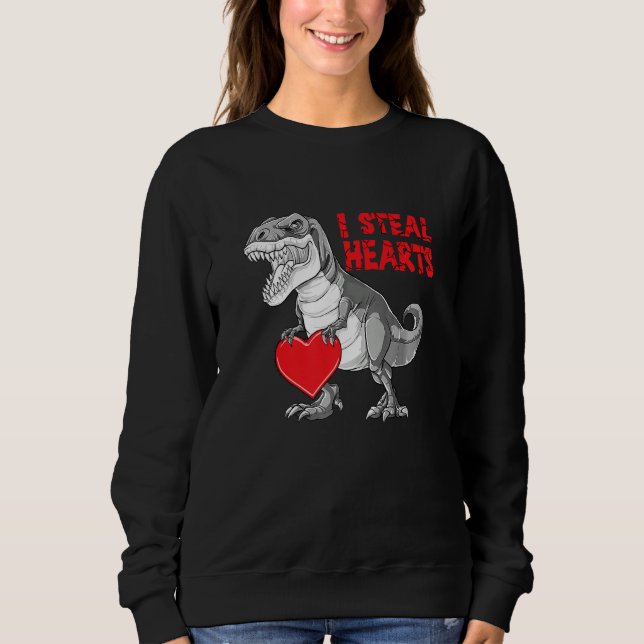 Valentines Day Dinosaur I Steal Hearts Boys Men Lo T Shirt (Framsida)