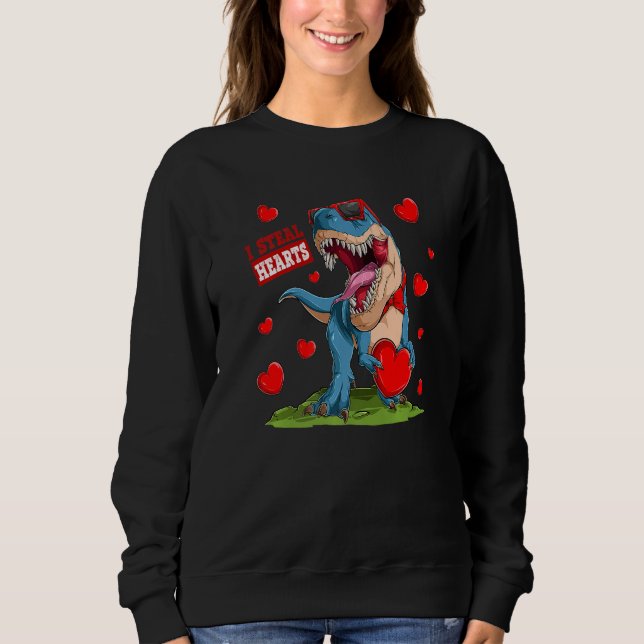 Valentines Day Dinosaur I Steal Hearts Boys Men Lo T Shirt (Framsida)