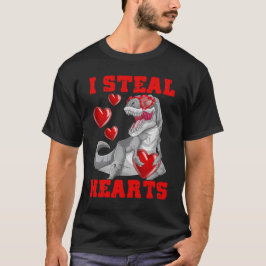 Valentines day Dinosaur I Steal Hearts Kärlek T re Shirt