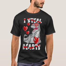 Valentines day Dinosaur I Steal Hearts Kärlek T re Shirt