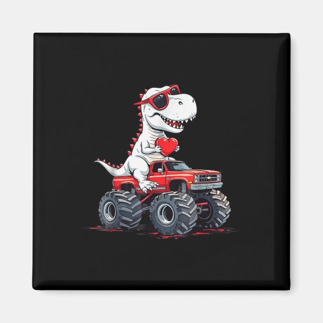 Valentines day Dinosaur Monster Lastbil med hjärta Magnet (Framsidan)