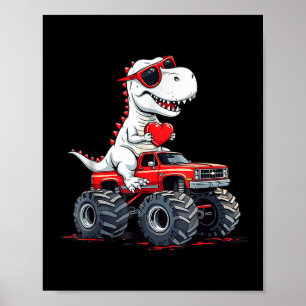 Valentines day Dinosaur Monster Lastbil med hjärta Poster