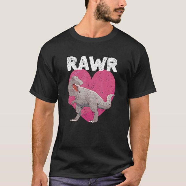 Valentines Day Dinosaur RAWR rex  Tyrannosaurus  1 T Shirt (Framsida)