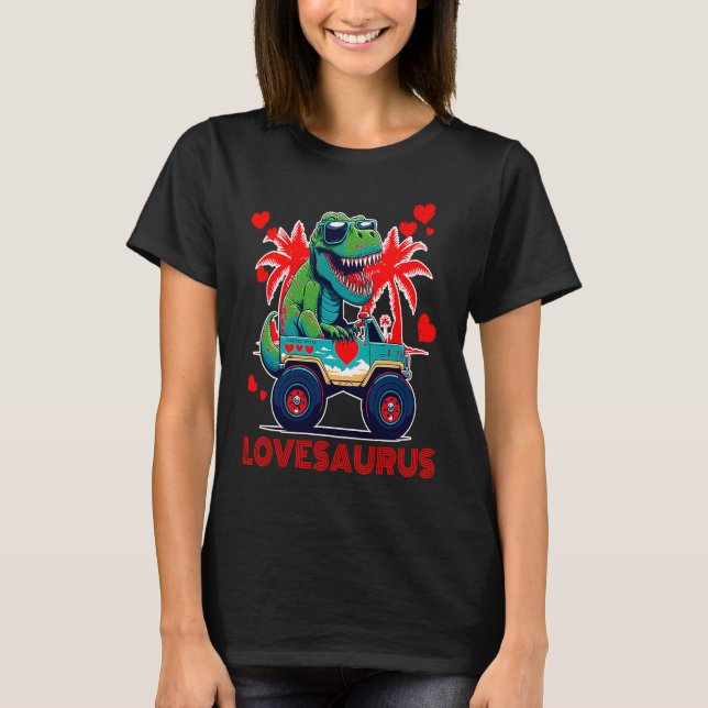 Valentines Day Dinosaur Rex Boys Valentine Kids Lo T Shirt (Framsida)