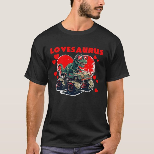 Valentines Day Dinosaur Rex Boys Valentine Kids Lo T Shirt (Framsida)