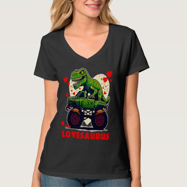 Valentines Day Dinosaur Rex Boys Valentine Kids Lo T Shirt (Framsida)