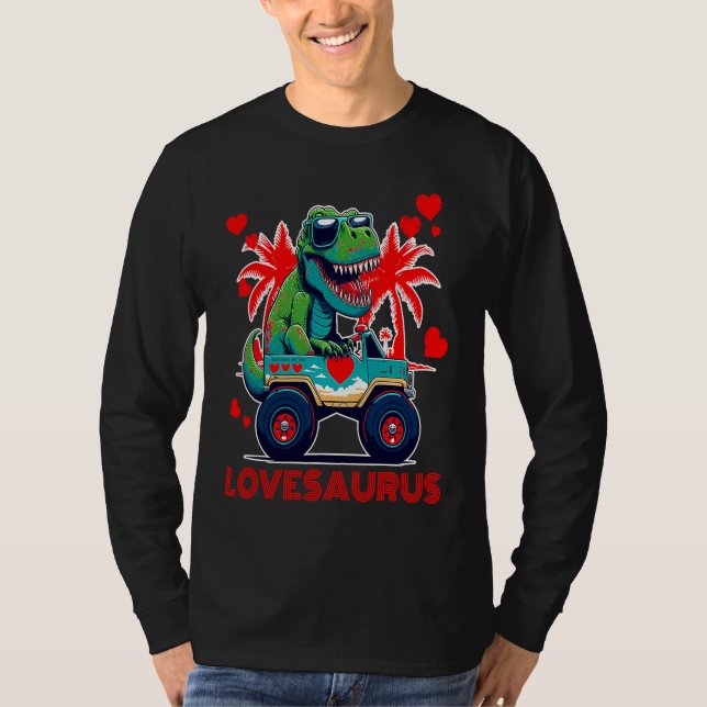 Valentines Day Dinosaur Rex Boys Valentine Kids Lo T Shirt (Framsida)