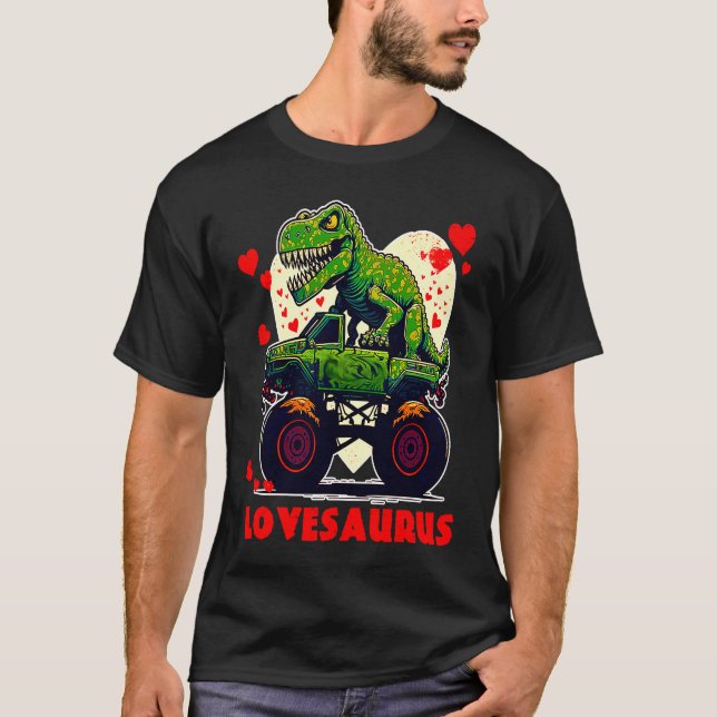 Valentines Day Dinosaur Rex Boys Valentine Kids Lo T Shirt (Framsida)