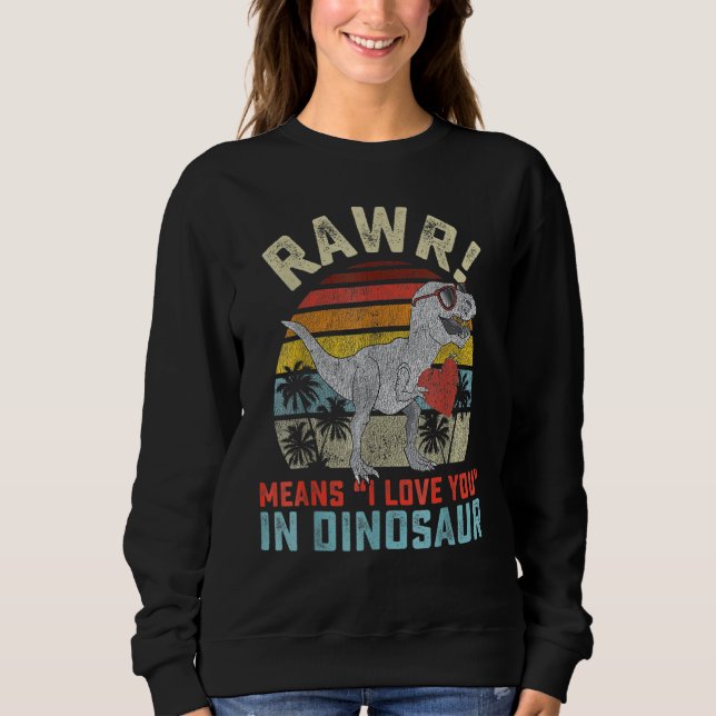 Valentines Day Dinosaur Rex Valentine Rawr I Love  T Shirt (Framsida)