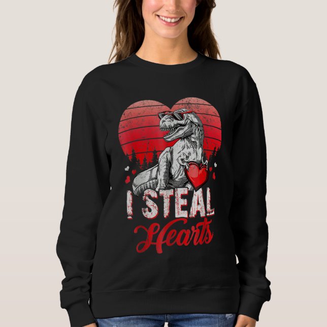 Valentines Day Dinosaur T rex Lover I Steal Hearts T Shirt (Framsida)