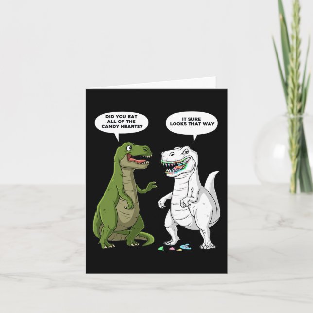Valentines day Dinosaur T Rex Roligt Hearts Girls  Kort (Framsida)