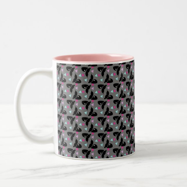 Valentines day Ditsy Bee Geometric Confetti Två-Tonad Mugg (Vänster)