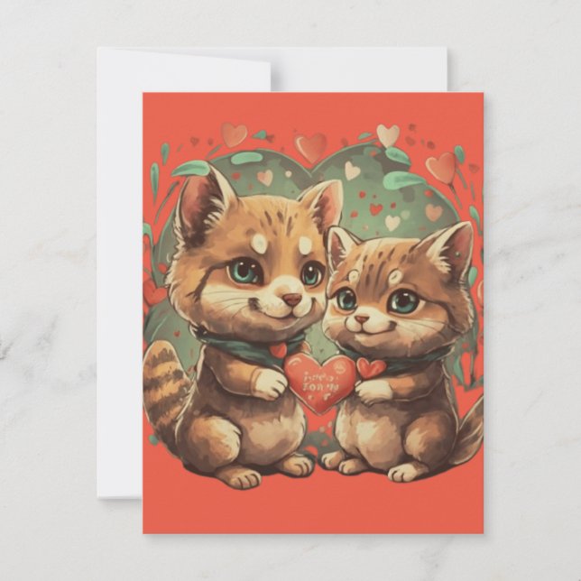 Valentines day djur i kärlek OSA kort (Framsida)