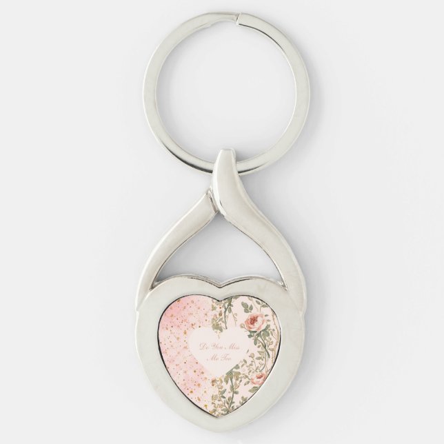 Valentine's Day, Do You Miss Me Too,Pink Love Hear Twisted Heart Silverfärgad Nyckelring (Framsidan)