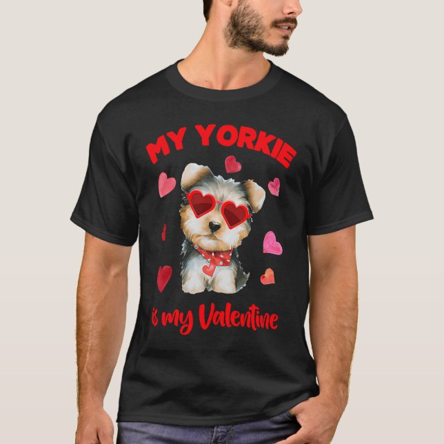 Valentines Day Dog  Heart My Yorki Is My Valentine T Shirt (Framsida)