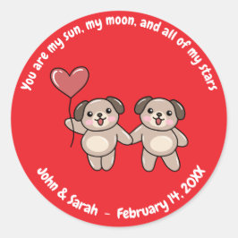 Valentine's Day Dog Heart Runt Klistermärke