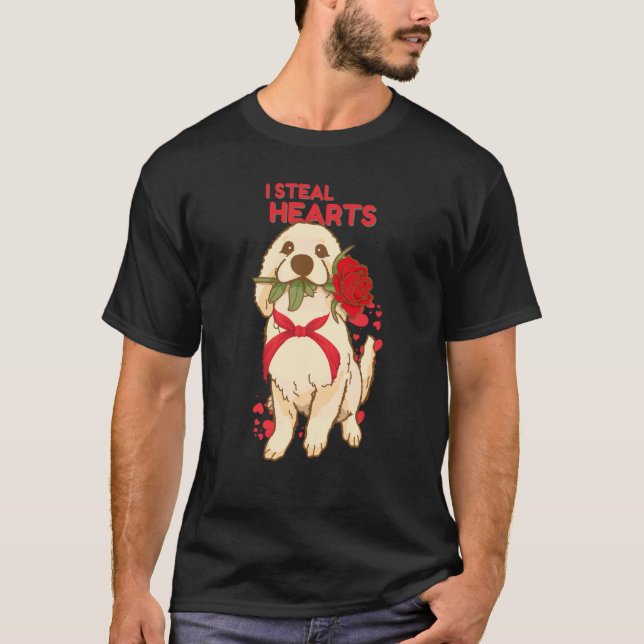 Valentine's Day Dog I Steal Hearts Retriever T Shirt (Framsida)