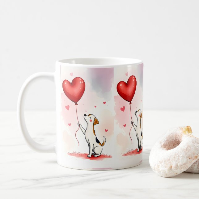 Valentine's Day Dog Red Hearts Mugs Kaffemugg (Med munk)