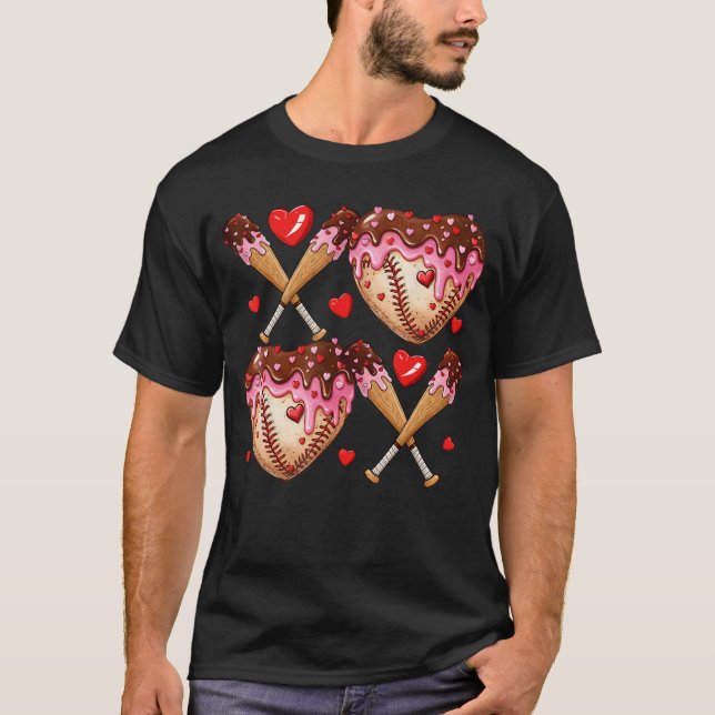 Valentines Day Drip Heart Baseball XOXO Boys  Men  T Shirt (Framsida)