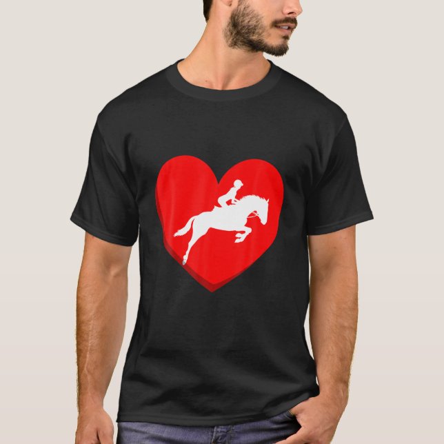Valentines day Ekvestrian Älskare Kärlek Hearts Ma T Shirt (Framsida)