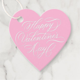 Valentines Day Elegant Calligraphy Deep Pink Heart Gåvor Etiketter