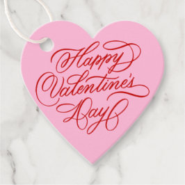 Valentines Day Elegant Calligraphy Pink Heart Gåvor Etiketter