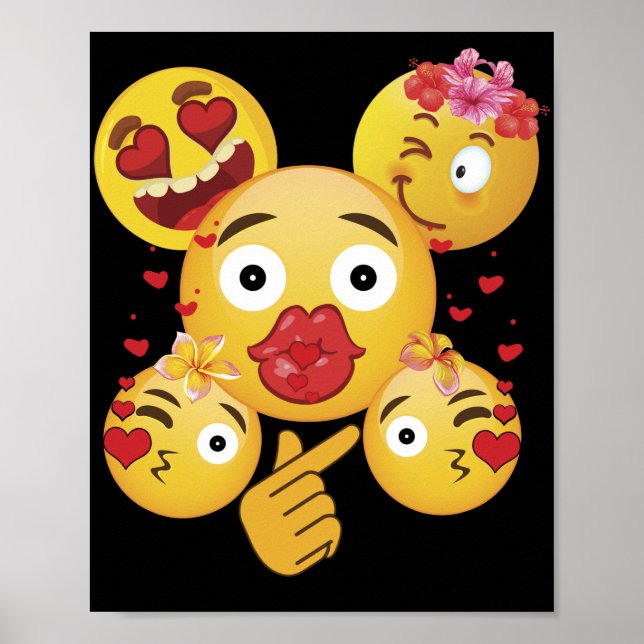 Valentine's Day Emoji Face Love Heart  for Kids Poster (Framsidan)