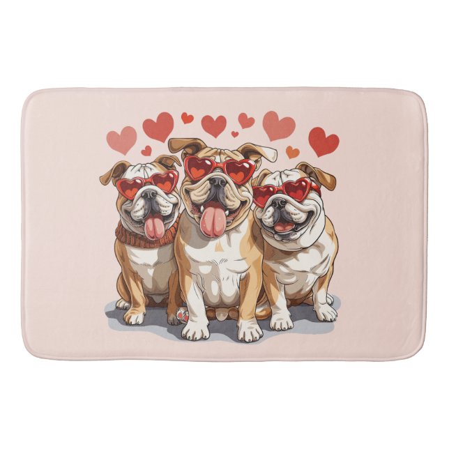 Valentines day English Bulldog Badrumsmatta (Framsidan)