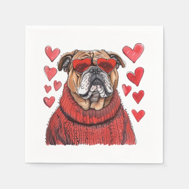 Valentines day English Bulldog Pappersservett (Framsidan)