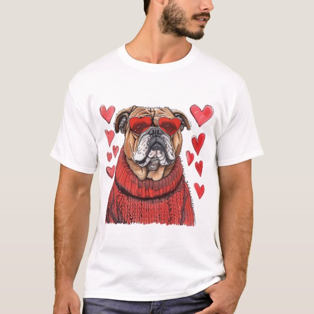 Valentines day English Bulldog T Shirt (Framsida)