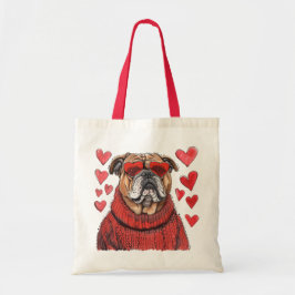 Valentines day English Bulldog Tygkasse