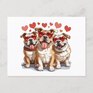 Valentines day English Bulldog Vykort