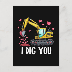Valentines day Excavator Gräver dig Lastbil Helg Vykort