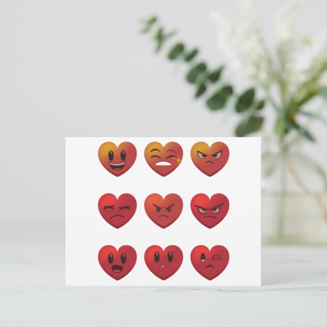 Valentines day Fånig Ansikte Hearts Funny Vykort (Stående Fram)