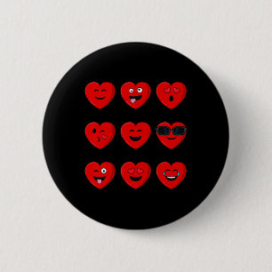 Valentines day Fånig Ansikte Hearts Roligt Boys Gi Knapp