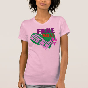 Valentines day fejkar helgdagkvinna T-tröja T-shirt
