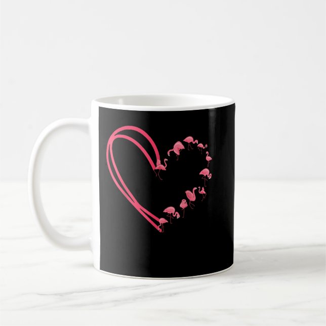 Valentines day Flamingo Valentine Heart Shape Kaffemugg (Vänster)