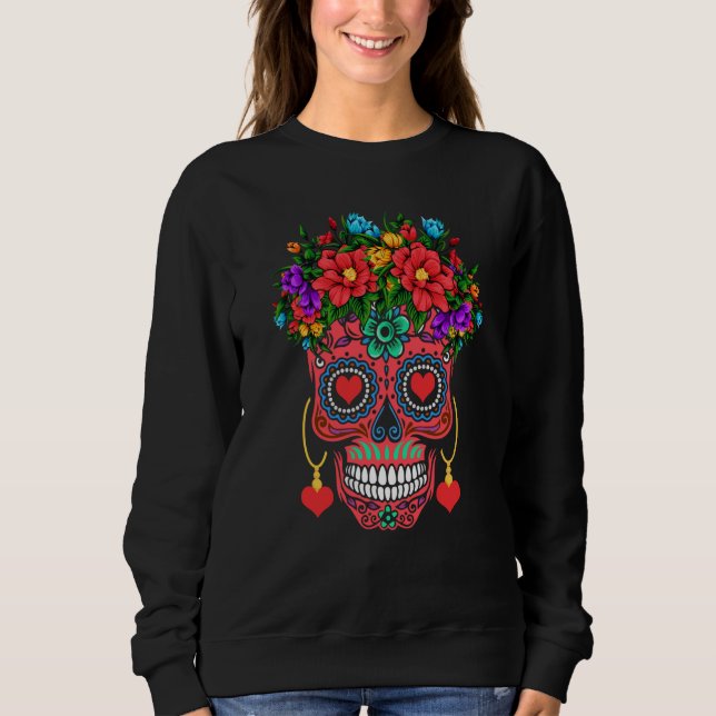 Valentines Day Floral Dia De Los Muertos Roses Val T Shirt (Framsida)