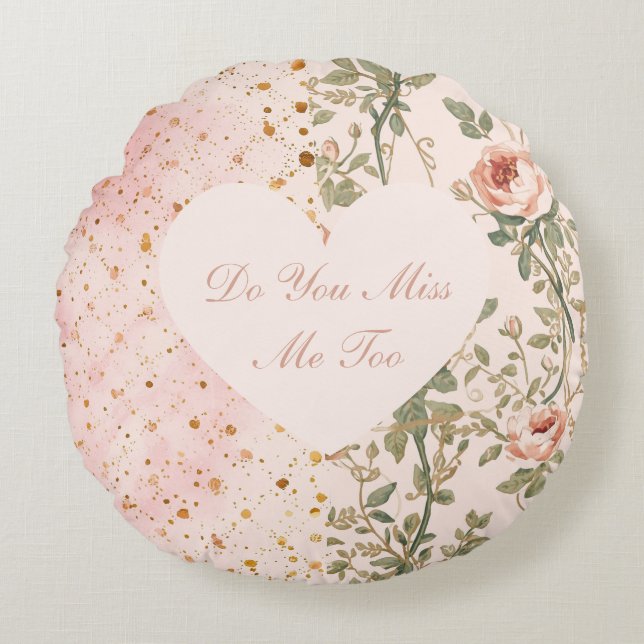 Valentine's Day, Flowers Pixels,Do You Miss Me Too Rund Kudde (Framsidan)