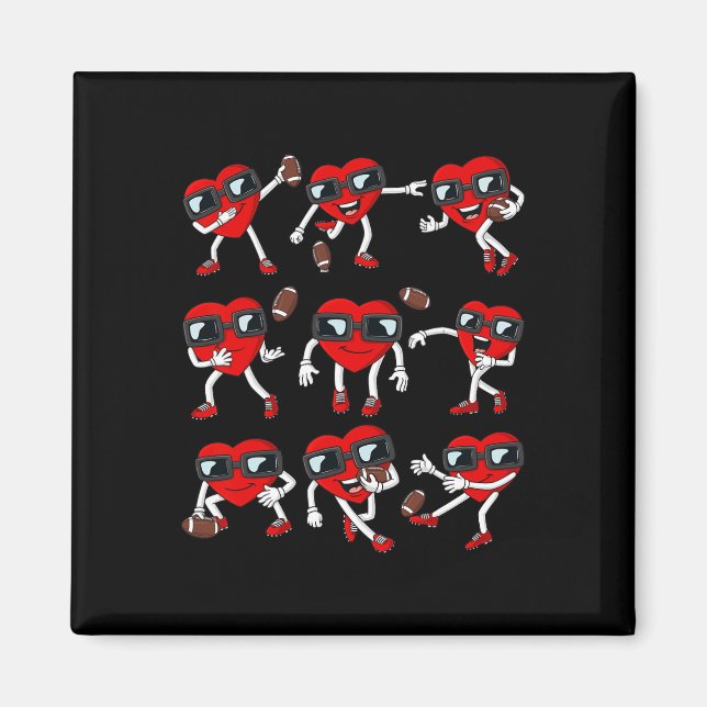 Valentines day Football Heart Quarterback-mottagar Magnet (Framsidan)