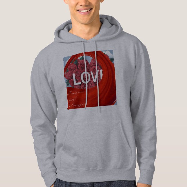 Valentines Day  for Boys Girls Red Hearts Hoodie (Framsida)