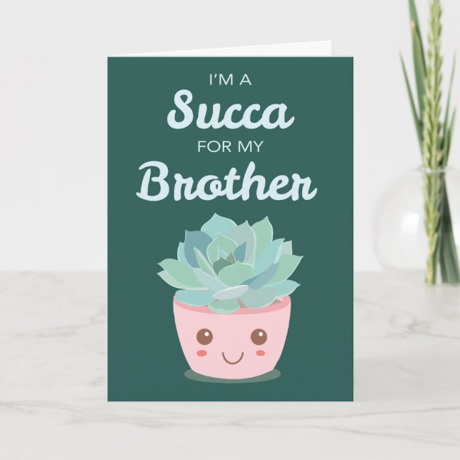 Valentines day för Brother med Kawaii Succulent Kort (Framsida)
