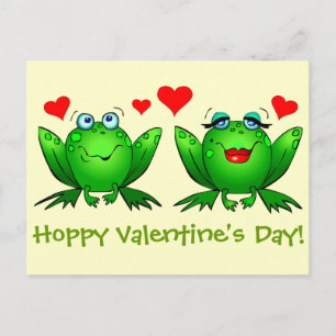 Valentines day för kort för tecknadgrodahjärtor