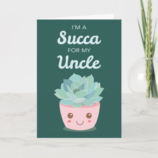 Valentines day för min farbror med Kawaii Succulen Kort (Framsida)