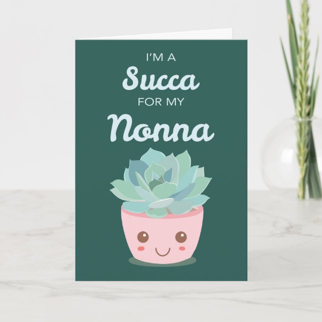 Valentines day för Nonna med Kawaii Succulent Kort (Framsida)