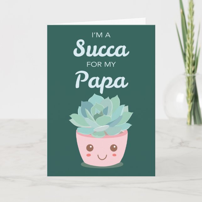 Valentines day för Pappa med Kawaii Succulent Kort (Framsida)