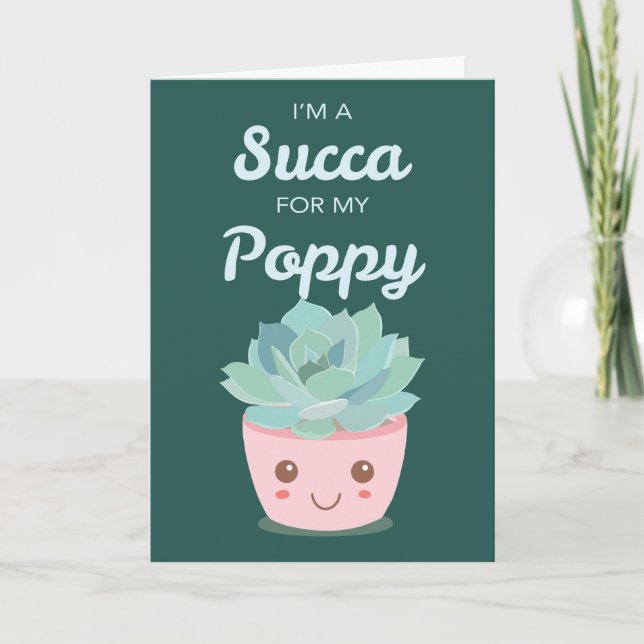 Valentines day för Poppy med Kawaii Succulent Kort (Framsida)